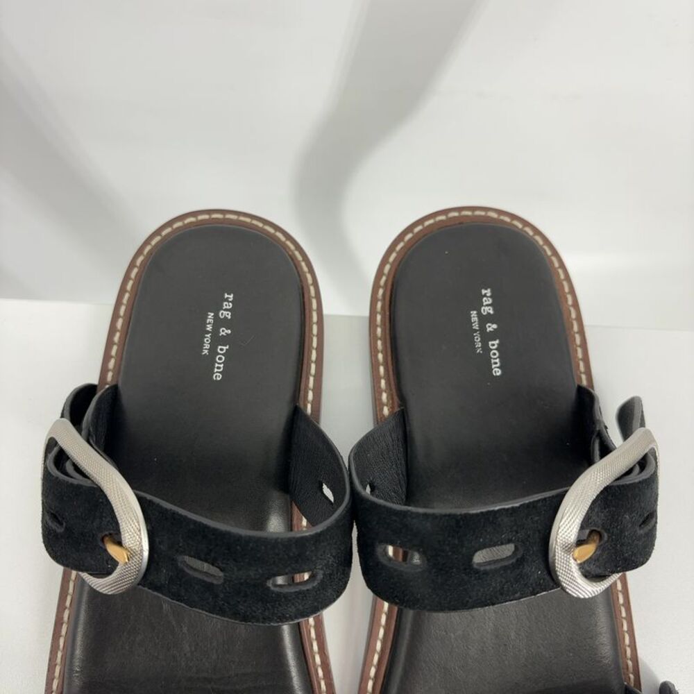 rag & bone Black Suede Buckle Sandals - Picture 3 of 5